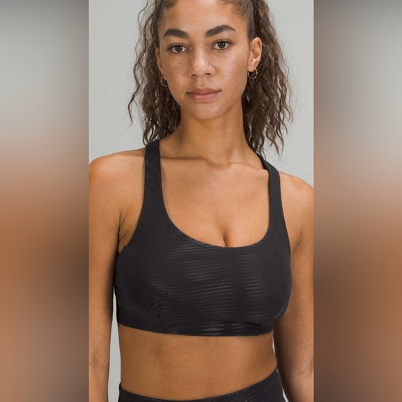 Lululemon Wunder Train Bra Foil Black Sports Bra 10 gym activewear athletic - Picture 1 of 7